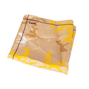 FEFE BEIGE & MILITARY PRINT PAISLEY POCKET SQUARE | MENS SIZE 32CM